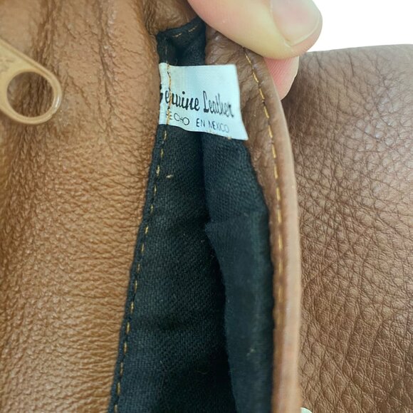 Vintage Tan Leather Small Envelope Wallet Purse Zippered Pockets Travel Mexico - Picture 4 of 7